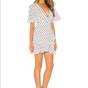 Majorelle portia dress x small in maroon dot.